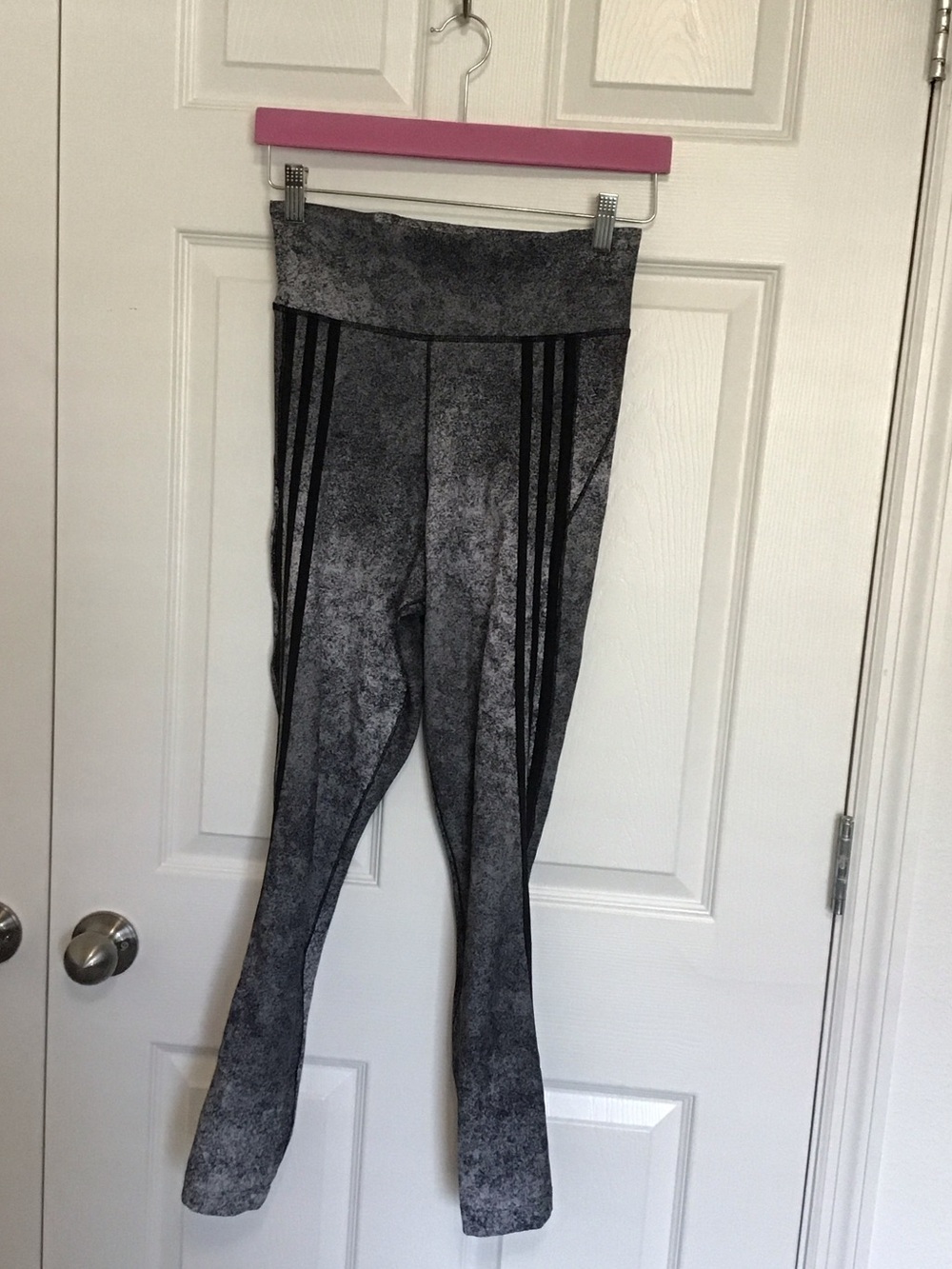 adidas Gray Marble Leggings with Black 3-Stripes